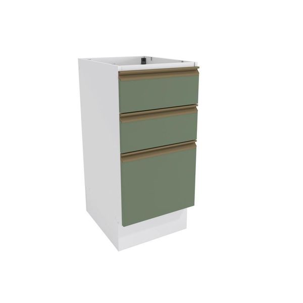 Balcão 3 Gavetas Kappesberg Celeste 100% Mdf Branco-verde Oliva 40cm