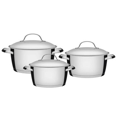 Jogo de Panelas Tramontina Allegra Aço Inox com Fundo Triplo 1,5L 2,2L e 3,1L