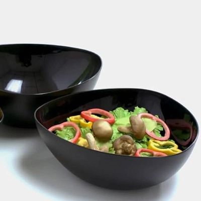 Kit 6 Saladeiras Triangulares Preta Tigelas de Plástico 3,5L