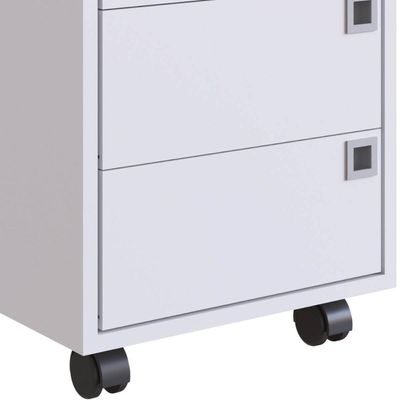 Gaveteiro Organizador Com 4 Gavetas Branco 36x66cm Rodizios Placa e Ponto Office Gaveteiro Para Escritorio