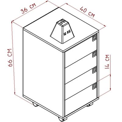 Gaveteiro Organizador Com 4 Gavetas Branco 36x66cm Rodizios Placa e Ponto Office Gaveteiro Para Escritorio