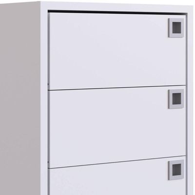 Gaveteiro Organizador Com 4 Gavetas Branco 36x66cm Rodizios Placa e Ponto Office Gaveteiro Para Escritorio