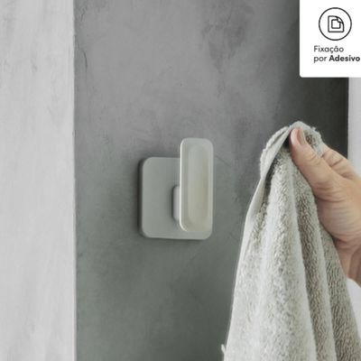 Gancho de Parede 8,5cm Porta Toalha Cabideiro Eleve Bege Adesivo Parede Ou