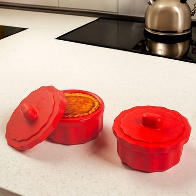 Pote Gourmet Bliss Com Tampa 150ml Vermelho Em Silicone