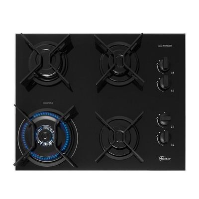 Cooktop A Gás Fischer 4 Bocas Fit Line Tripla Chama Trempe Iron Bivolt