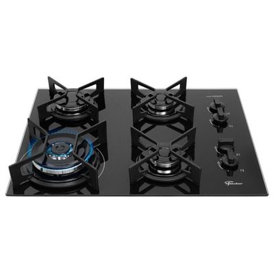 Cooktop A Gás Fischer 4 Bocas Fit Line Tripla Chama Trempe Iron Bivolt