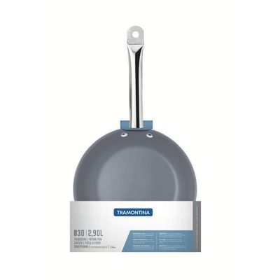 Frigideira Rasa Tramontina Professional Em Aço Inox Com Fundo Triplo E Revestimento Interno Cerâmico Grafite 30 Cm 2,9 L