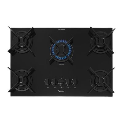 Cooktop a Gás Fischer 5 Bocas Fit Line Tripla Chama Trempe Iron - Bivolt