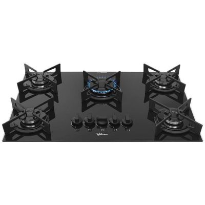 Cooktop a Gás Fischer 5 Bocas Fit Line Tripla Chama Trempe Iron - Bivolt