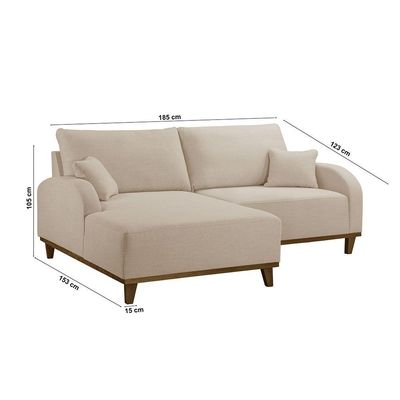 Sofá Albano Linho 185cm Chaise Lado Esquerdo Meu Sofá Online A294 Linho Creme