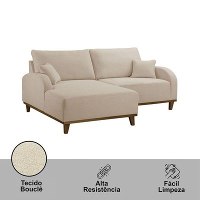 Sofá Albano Linho 185cm Chaise Lado Esquerdo Meu Sofá Online A294 Linho Creme