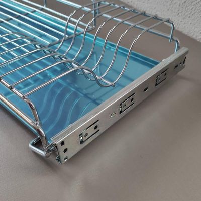 Escorredor de Louça 12 Pratos Corrediça Deslizante 87cm Aramado com Bandeja Inox Cromado