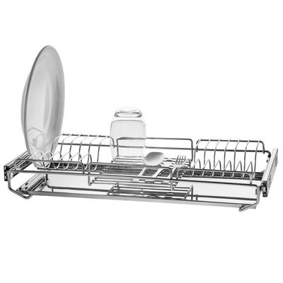 Escorredor de Louça 12 Pratos Corrediça Deslizante 87cm Aramado com Bandeja Inox Cromado