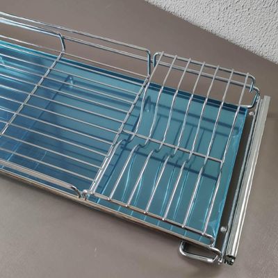 Escorredor de Louça 12 Pratos Corrediça Deslizante 87cm Aramado com Bandeja Inox Cromado