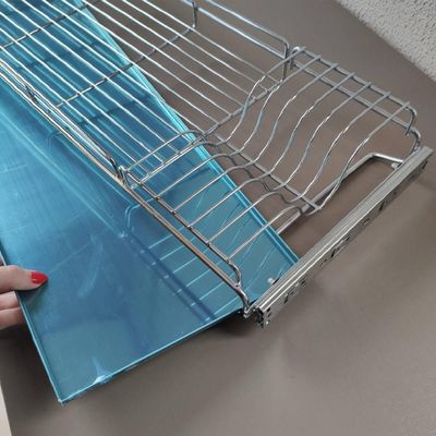 Escorredor de Louça 12 Pratos Corrediça Deslizante 87cm Aramado com Bandeja Inox Cromado