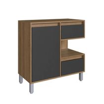 Gabinete Banheiro 80cm Paula Mel Grafite com 2 Gaveta PortaE Nicho Sem Cuba