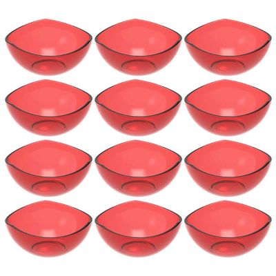 12 Potes de Sobremesa Doces Vermelho Transparente 265ml Plás