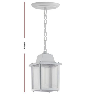 Luminária Pendente 37cm Vintage Lâmpada E27 Branco Casa Jard