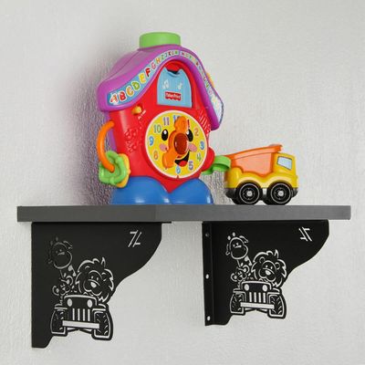 Mão Francesa Decorativa Preta 20cm Menino Safári Aço para Prateleira Zarg