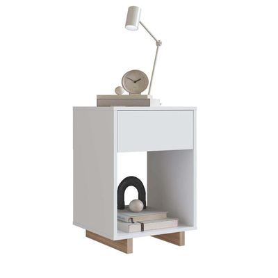 Mesa de cabeceira e lateral com 1 gaveta Nomad Nova Móbile Branco Montana