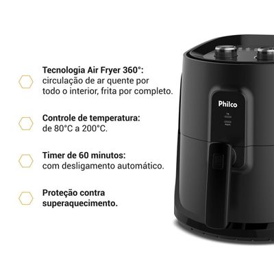 Air Fryer Philco 5,5L Revestimento Redstone 1500W PAF55B 127V