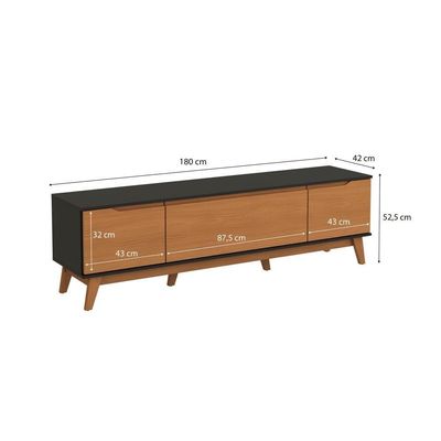 Rack Kappesberg 3 Portas Preto Fosco-canela 180cm
