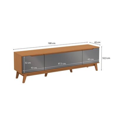 Rack Kappesberg 3 Portas Canela/Chumbo 180cm