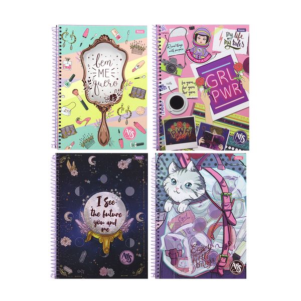 Caderno Universitário Foroni Espiral Capa Dura Amigas Teen 1 Matéria - Item Sortido