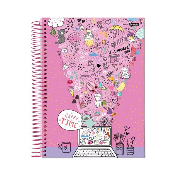 Caderno Universitário Jandaia Espiral Capa Dura It Girl 10 Matérias Capas Diversas - Item Sortido