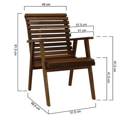 Cadeira Summer C- Braços Madeira Imbuia Maciça Assento E Encosto Ripado Stain Imbuia