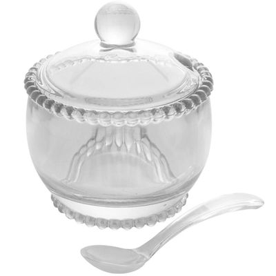10 Açucareiros Vidro Cristal para Hotéis Colher 200ml Wolff Pearl Porta Açúcar de Mesa