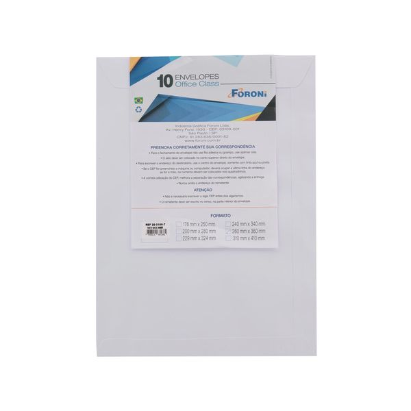 Envelope Saco Foroni Branco 260x360mm com 10 Unidades