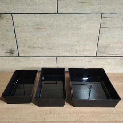 Kit 10 Travessas Retangulares 2,2l Preta Servir a Mesa Salada Sobremesa Risoto Petisco Coza