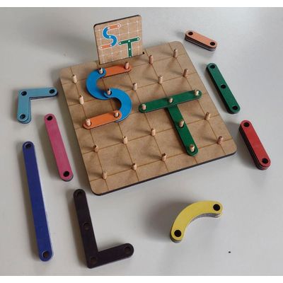 Jogo de Montar Números Letras Formas Educativo MDF 35 peças Zanline