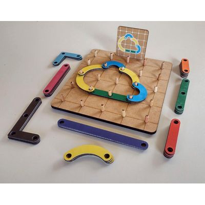 Jogo de Montar Números Letras Formas Educativo MDF 35 peças Zanline