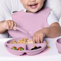 Colher de Silicone para Bebê Buba Rosa +6m Introducao Alimentar Flexível