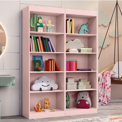 Kit 2 Estantes Livreiro Office Multiuso 8 Prateleiras Rose J&a Rose