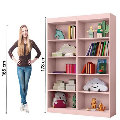 Kit 2 Estantes Livreiro Office Multiuso 8 Prateleiras Rose J&a Rose