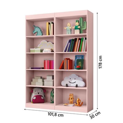 Kit 2 Estantes Livreiro Office Multiuso 8 Prateleiras Rose J&a Rose