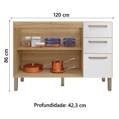 Balcão Gabinete Para Pia 1,20m Versalhes Kit's Paraná Madeir-bra