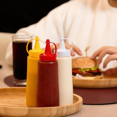 Bisnaga para Molhos 400ml Plástica Ketchup Mostarda Maionese Tampa Vermelha Plasvale