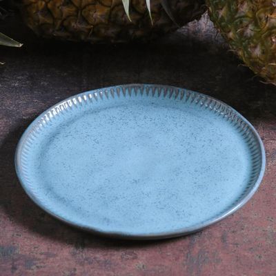 Prato de Sobremesa 21cm Porto Brasil Linhas Breeze Cerâmica Azul Decorada Mesa Posta
