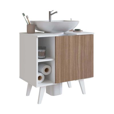 Gabinete de coluna para Banheiro 01 porta Silm Nova Móbile SEM CUBA Branco Montana