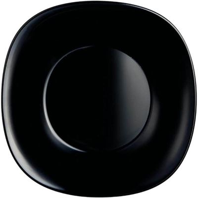 Prato Raso de Vidro Opalino 27cm Carine Black Lyor Quadrado Brilhante para Servir Mesa Posta