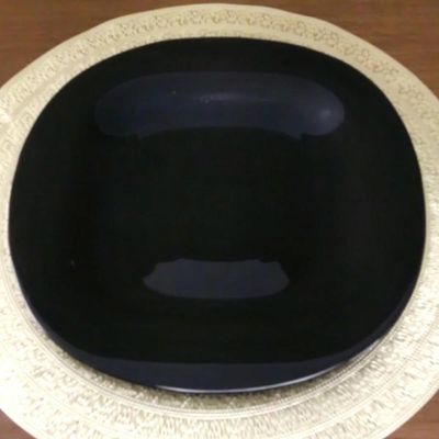 Prato Raso de Vidro Opalino 27cm Carine Black Lyor Quadrado Brilhante para Servir Mesa Posta