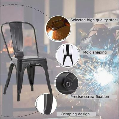 Kit 4 Cadeiras Empilhavel Reforçada Industrial Iron Tolix Preto