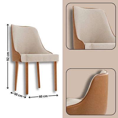 Sala De Jantar Mesa Selene 135cm Madeira Tampo Laminado Linho Off/ Star Caramelo/ Imbuia Nat.