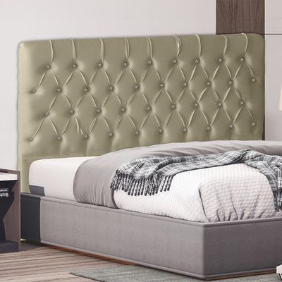 Cabeceira De Cama Box Estrela King 195 Cm Suede Botão Cristal Bege Do Lar Móveis E Decoração