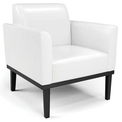 Sofá Namoradeira E 1 Poltrona Base Madeira Preto Maressa Sintético Pu Branco - Ibiza