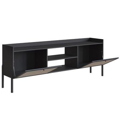 Rack Para Sala Bancada De 65 Pol Pés Madeira Arlo Nero-preto - Mpozenato
